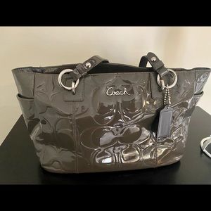Gray Coach Purse with lavender lining